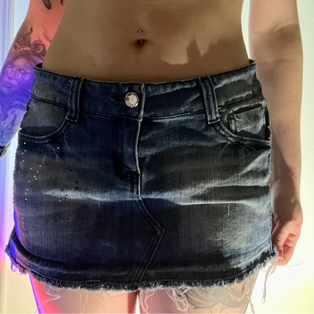 denim mini skirt